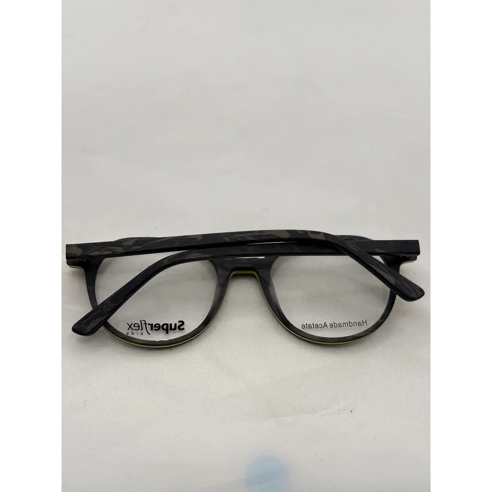 Superflex Kids Eyeglasses‎ Frames Black Woodgrain Handmade Acetate New